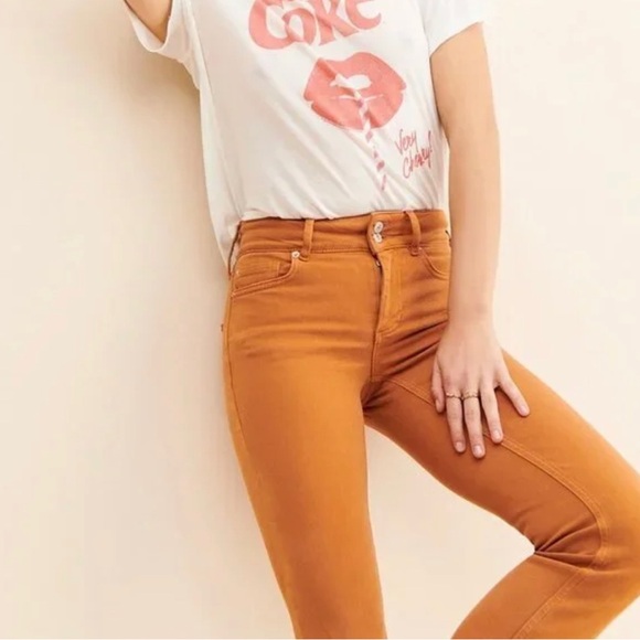 We the Free Free People Orange Shayla Jeans - Picture 2 of 9